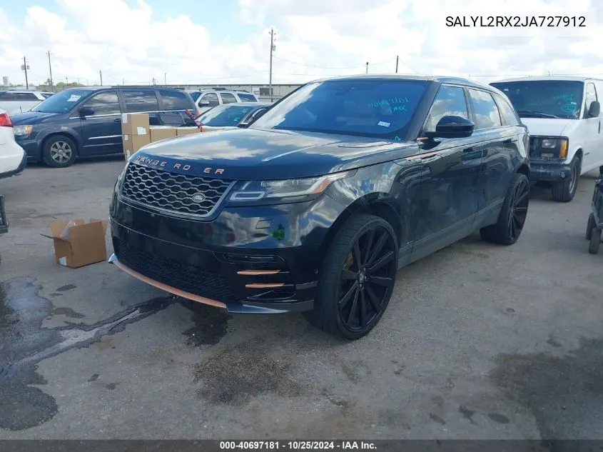 2018 Land Rover Range Rover Velar P250 Se R-Dynamic VIN: SALYL2RX2JA727912 Lot: 40697181