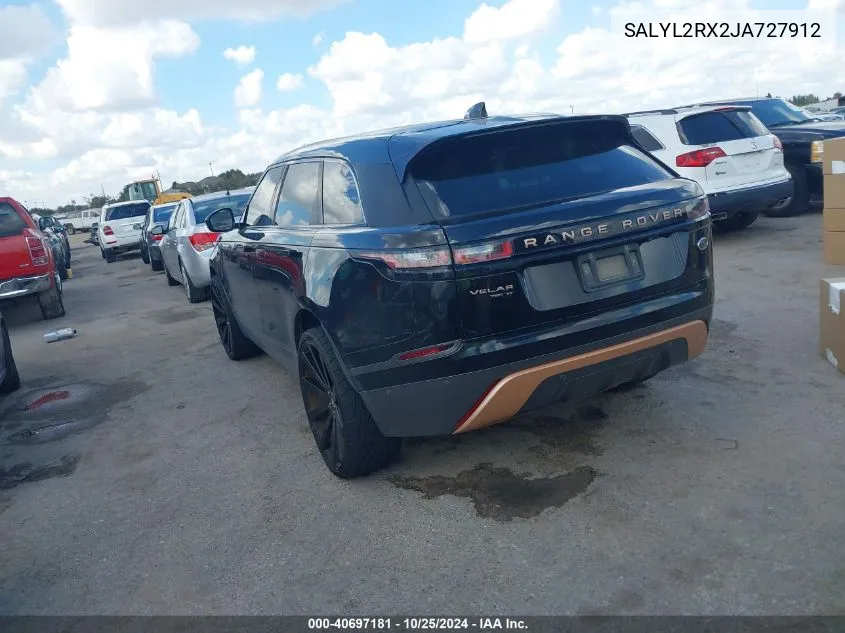 2018 Land Rover Range Rover Velar P250 Se R-Dynamic VIN: SALYL2RX2JA727912 Lot: 40697181