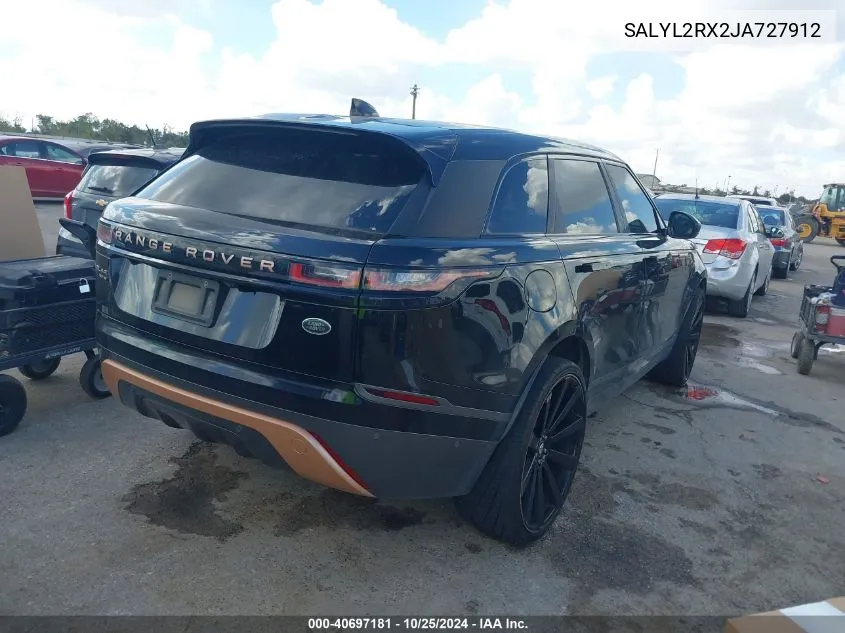 2018 Land Rover Range Rover Velar P250 Se R-Dynamic VIN: SALYL2RX2JA727912 Lot: 40697181