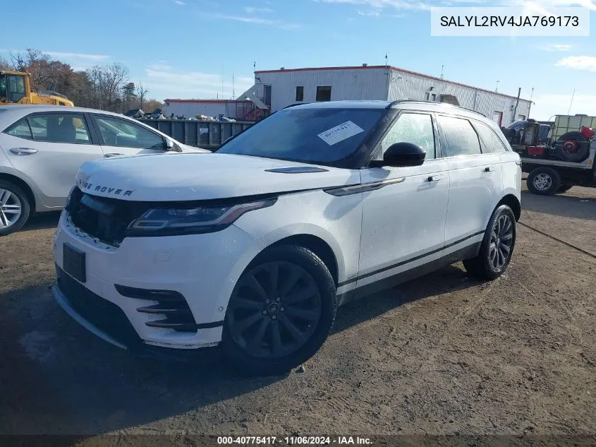 2018 Land Rover Range Rover Velar P380 Se R-Dynamic VIN: SALYL2RV4JA769173 Lot: 40775417