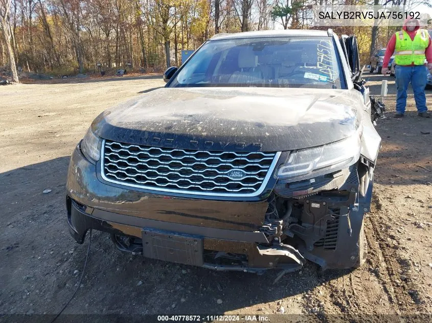 2018 Land Rover Range Rover Velar P380 S VIN: SALYB2RV5JA756192 Lot: 40778572