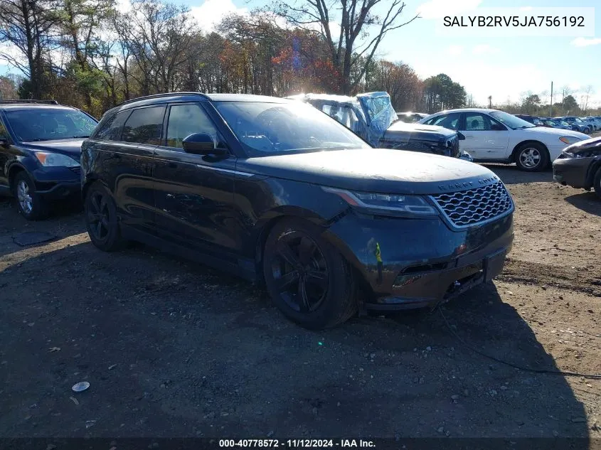 2018 Land Rover Range Rover Velar P380 S VIN: SALYB2RV5JA756192 Lot: 40778572