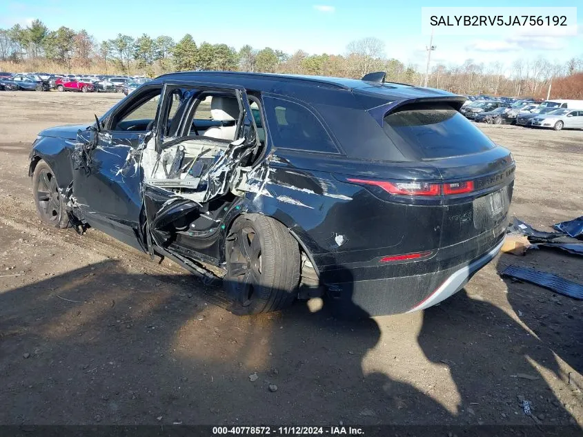 2018 Land Rover Range Rover Velar P380 S VIN: SALYB2RV5JA756192 Lot: 40778572