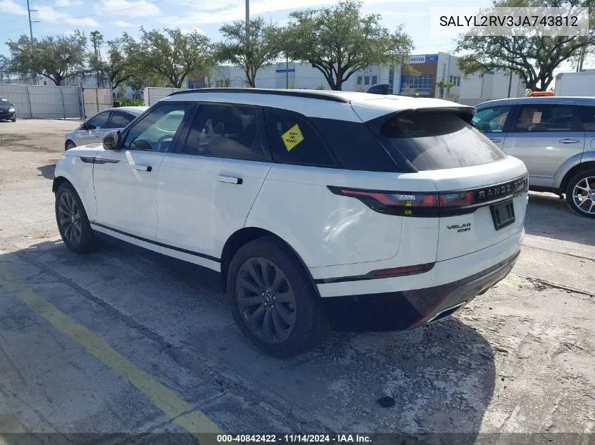 2018 Land Rover Range Rover Velar P380 Se R-Dynamic VIN: SALYL2RV3JA743812 Lot: 40842422