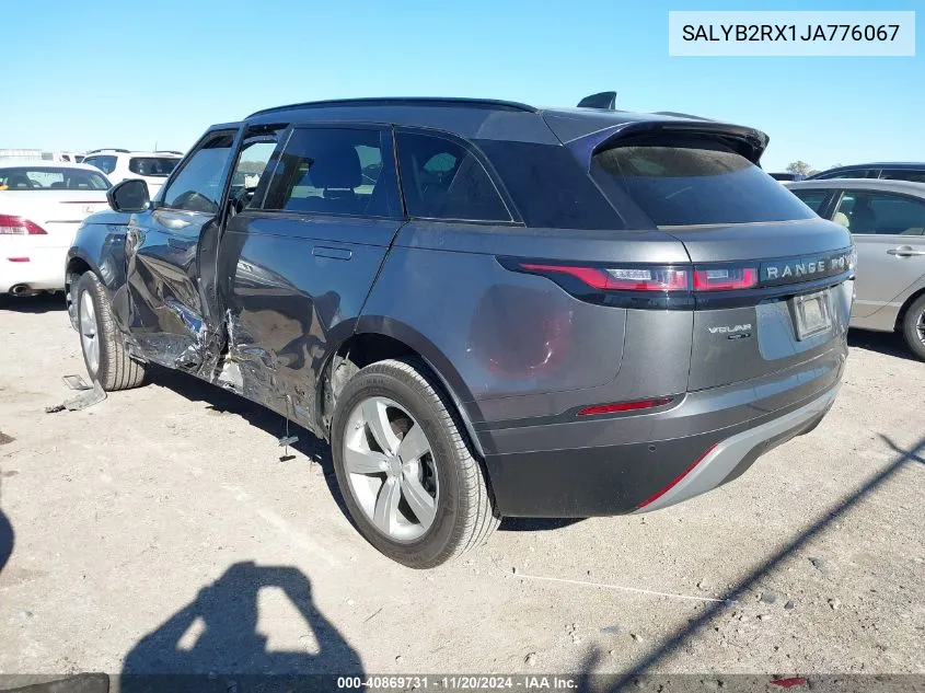 2018 Land Rover Range Rover Velar P250 S VIN: SALYB2RX1JA776067 Lot: 40869731