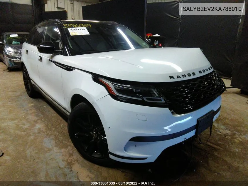 2019 Land Rover Range Rover Velar P340 S/P380 S VIN: SALYB2EV2KA788010 Lot: 33861339