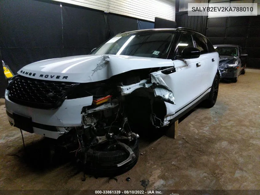 2019 Land Rover Range Rover Velar P340 S/P380 S VIN: SALYB2EV2KA788010 Lot: 33861339