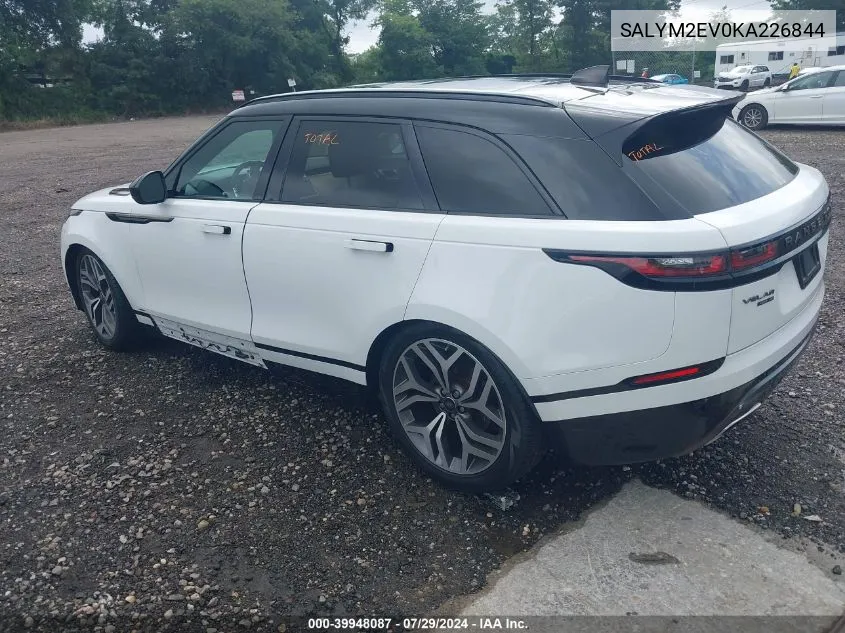 2019 Land Rover Range Rover Velar P380 R-Dynamic Hse VIN: SALYM2EV0KA226844 Lot: 39948087