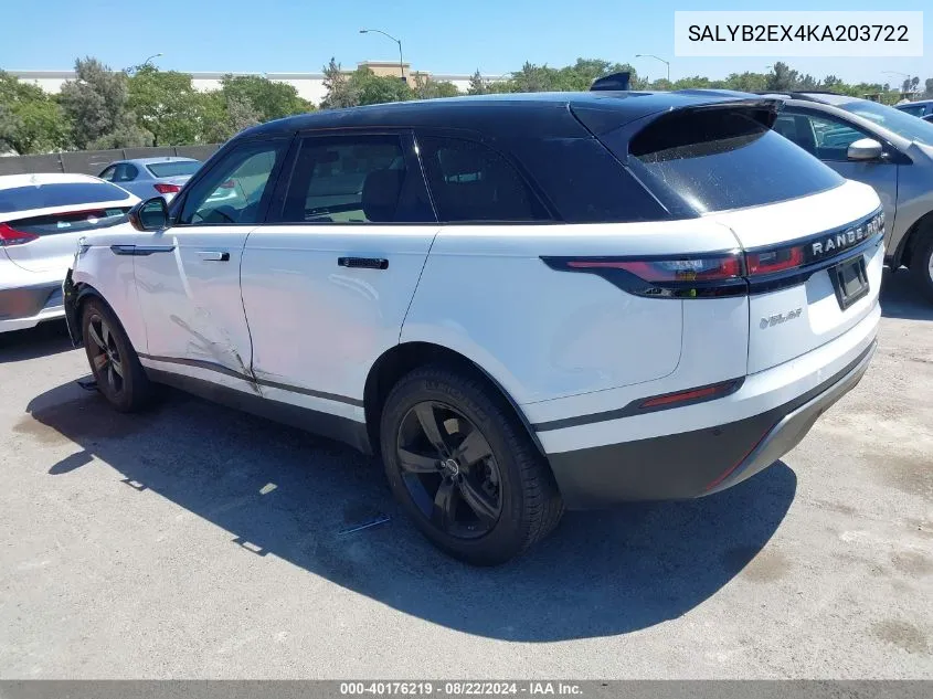 2019 Land Rover Range Rover Velar P250 S VIN: SALYB2EX4KA203722 Lot: 40176219