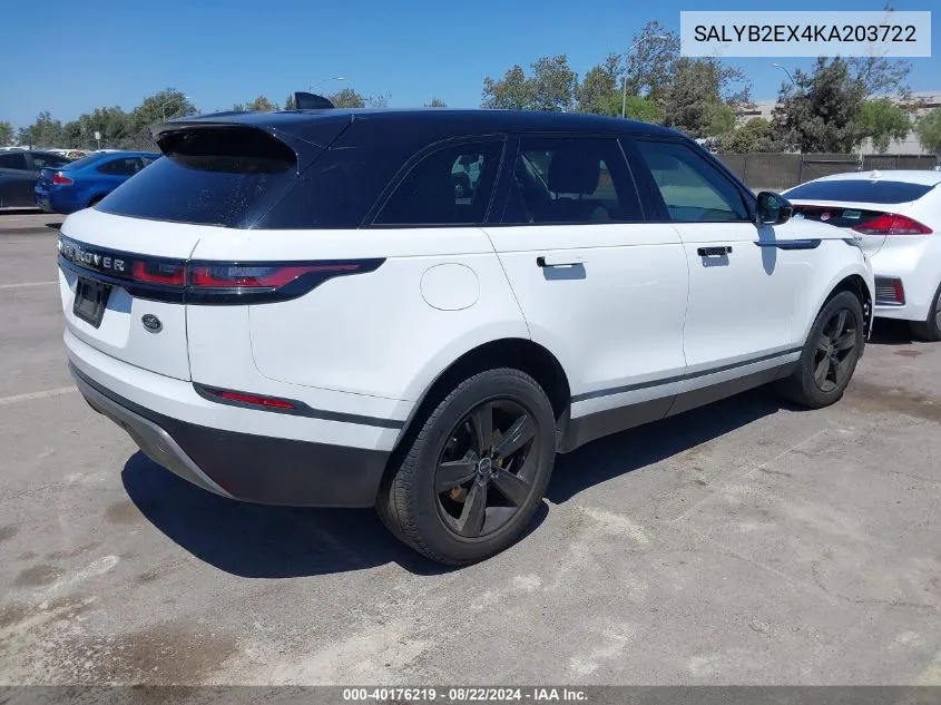 2019 Land Rover Range Rover Velar P250 S VIN: SALYB2EX4KA203722 Lot: 40176219