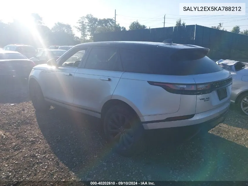 2019 Land Rover Range Rover Velar P250 R-Dynamic Se VIN: SALYL2EX5KA788212 Lot: 40202610