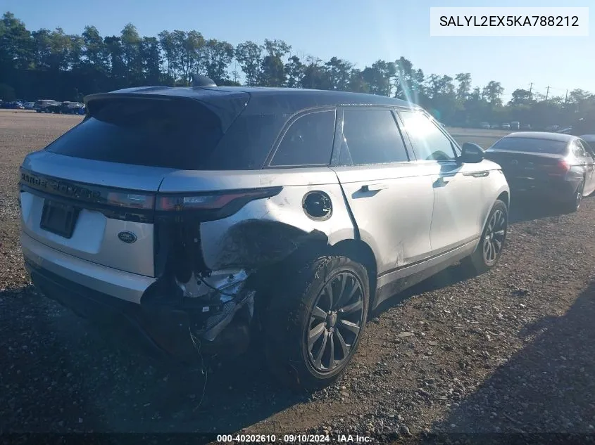 2019 Land Rover Range Rover Velar P250 R-Dynamic Se VIN: SALYL2EX5KA788212 Lot: 40202610