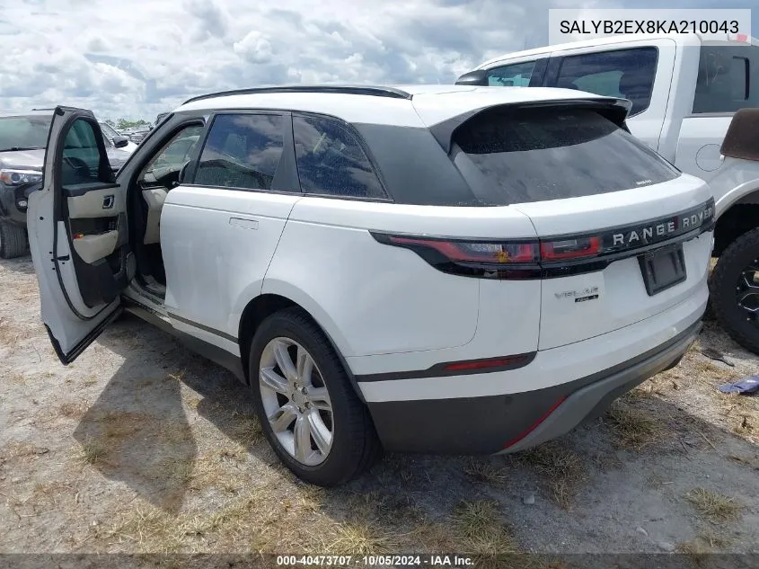 2019 Land Rover Range Rover Velar S VIN: SALYB2EX8KA210043 Lot: 40473707