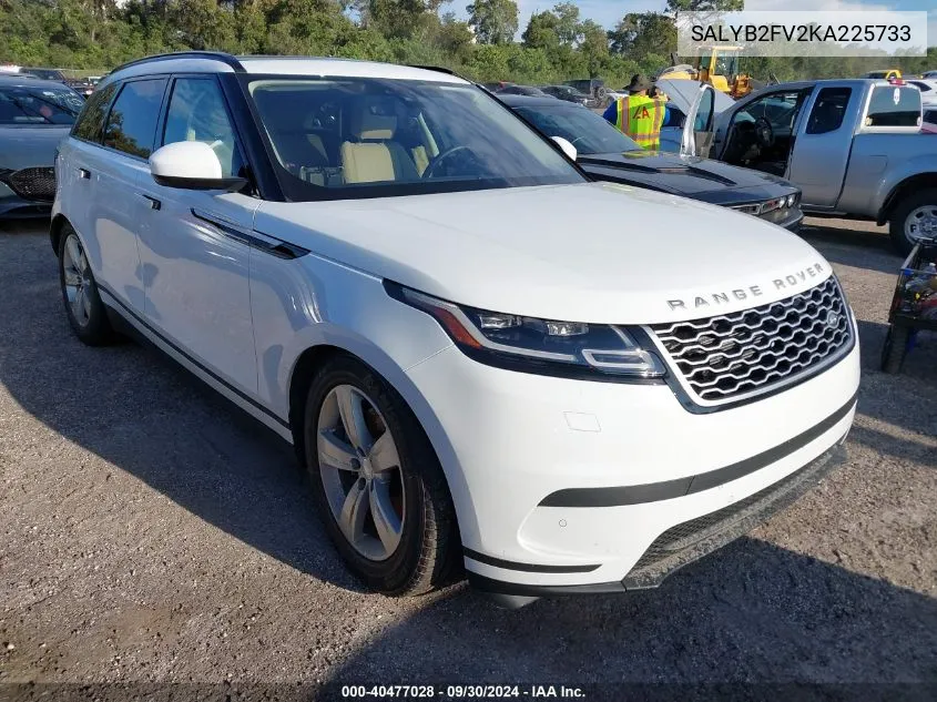 2019 Land Rover Range Rover Velar P340 S/P380 S VIN: SALYB2FV2KA225733 Lot: 40477028