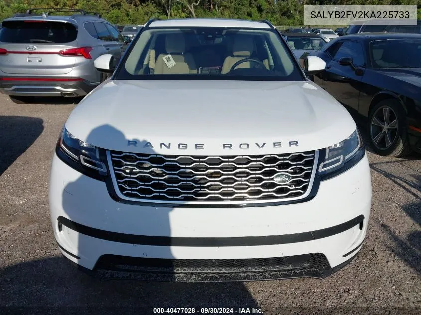 2019 Land Rover Range Rover Velar P340 S/P380 S VIN: SALYB2FV2KA225733 Lot: 40477028