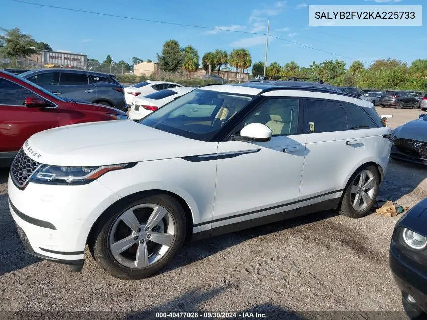 2019 Land Rover Range Rover Velar P340 S/P380 S VIN: SALYB2FV2KA225733 Lot: 40477028