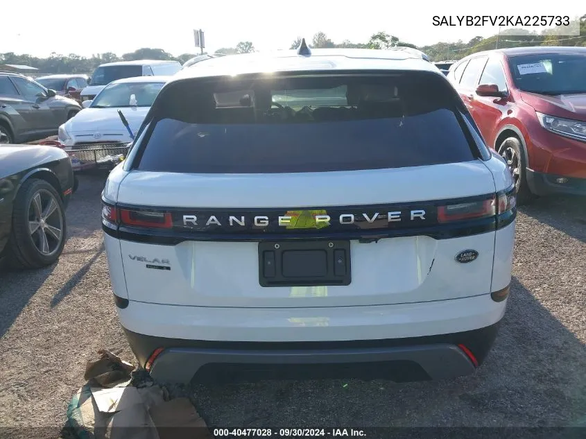 2019 Land Rover Range Rover Velar P340 S/P380 S VIN: SALYB2FV2KA225733 Lot: 40477028