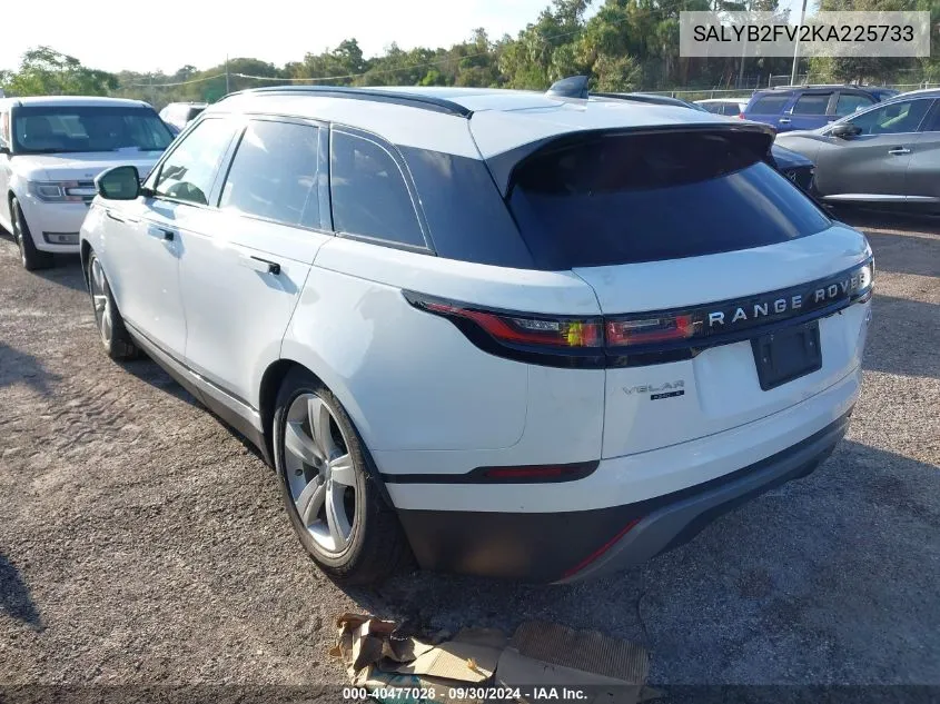 2019 Land Rover Range Rover Velar P340 S/P380 S VIN: SALYB2FV2KA225733 Lot: 40477028