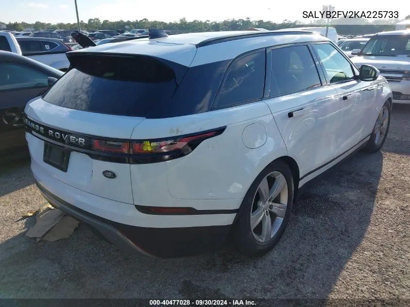 2019 Land Rover Range Rover Velar P340 S/P380 S VIN: SALYB2FV2KA225733 Lot: 40477028