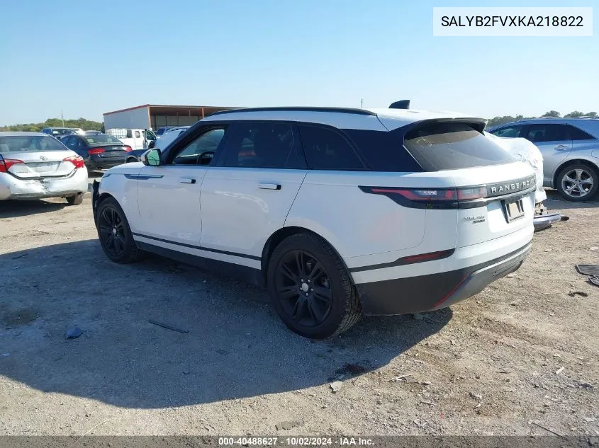 2019 Land Rover Range Rover Velar P340 S/P380 S VIN: SALYB2FVXKA218822 Lot: 40488627