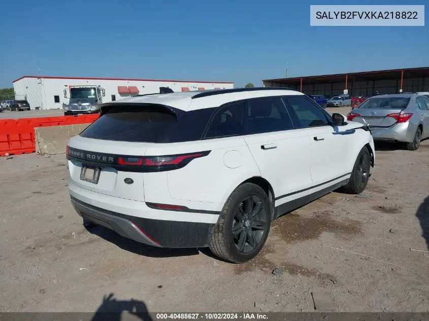 2019 Land Rover Range Rover Velar P340 S/P380 S VIN: SALYB2FVXKA218822 Lot: 40488627