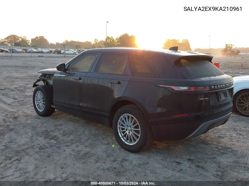 2019 Land Rover Range Rover Velar P250 VIN: SALYA2EX9KA210961 Lot: 40505671