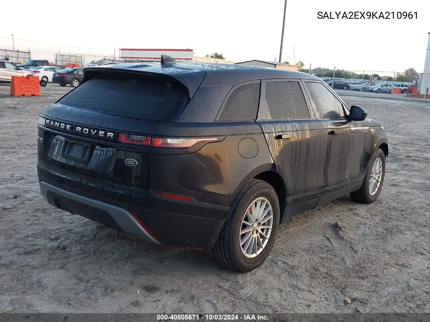 2019 Land Rover Range Rover Velar P250 VIN: SALYA2EX9KA210961 Lot: 40505671