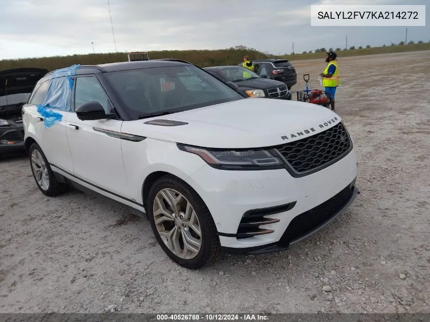 2019 Land Rover Range Rover Velar P340 R-Dynamic Se/P380 R-Dynamic Se VIN: SALYL2FV7KA214272 Lot: 40526788