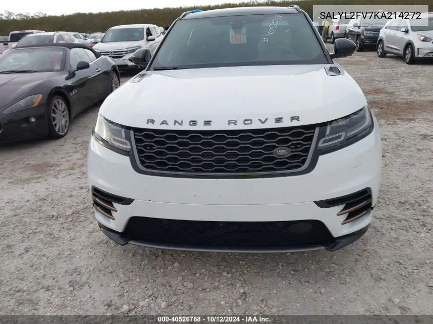 2019 Land Rover Range Rover Velar P340 R-Dynamic Se/P380 R-Dynamic Se VIN: SALYL2FV7KA214272 Lot: 40526788