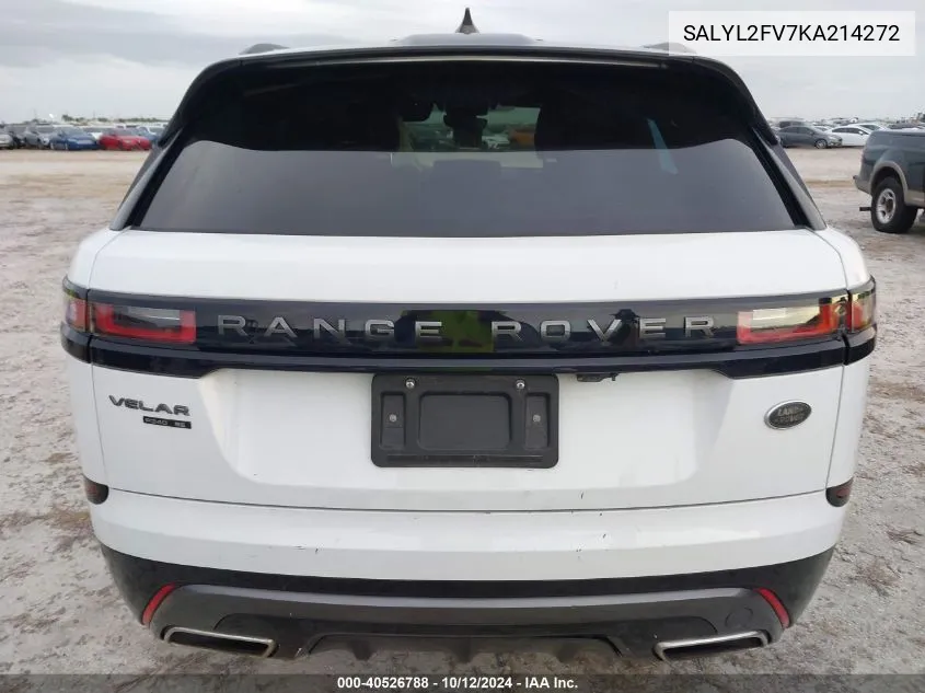 2019 Land Rover Range Rover Velar P340 R-Dynamic Se/P380 R-Dynamic Se VIN: SALYL2FV7KA214272 Lot: 40526788