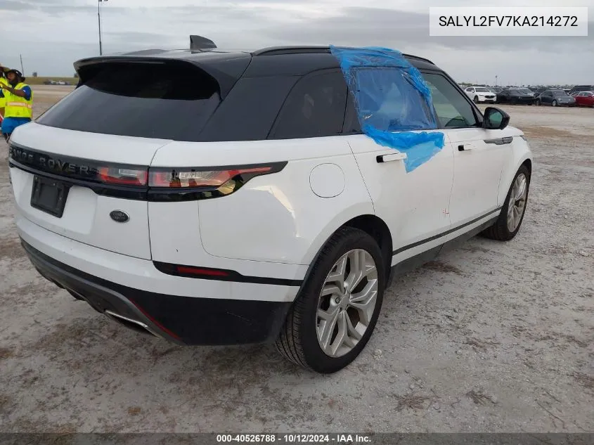 2019 Land Rover Range Rover Velar P340 R-Dynamic Se/P380 R-Dynamic Se VIN: SALYL2FV7KA214272 Lot: 40526788