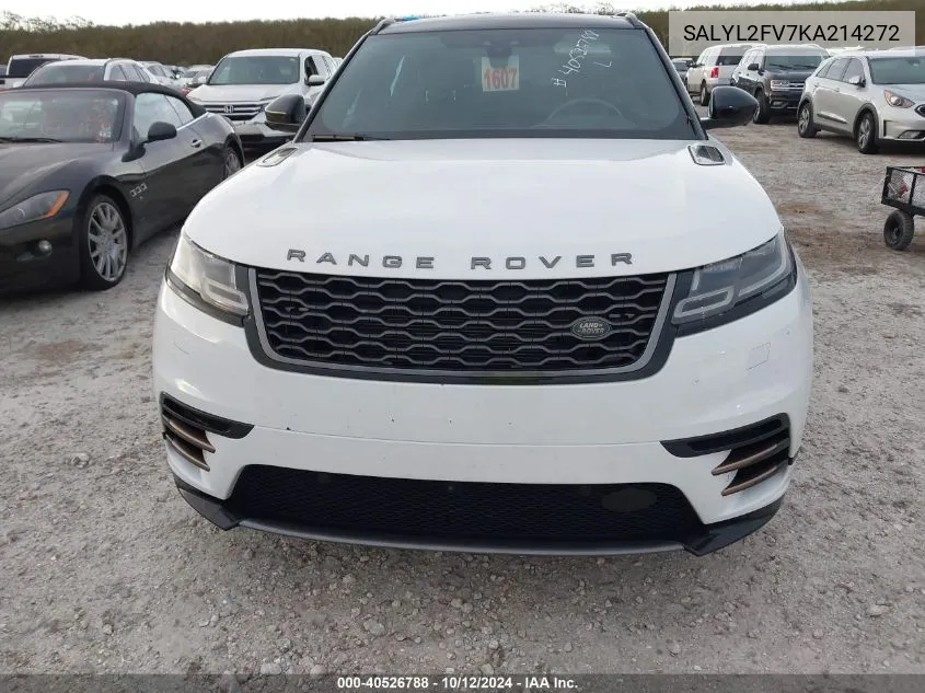 2019 Land Rover Range Rover Velar P340 R-Dynamic Se/P380 R-Dynamic Se VIN: SALYL2FV7KA214272 Lot: 40526788