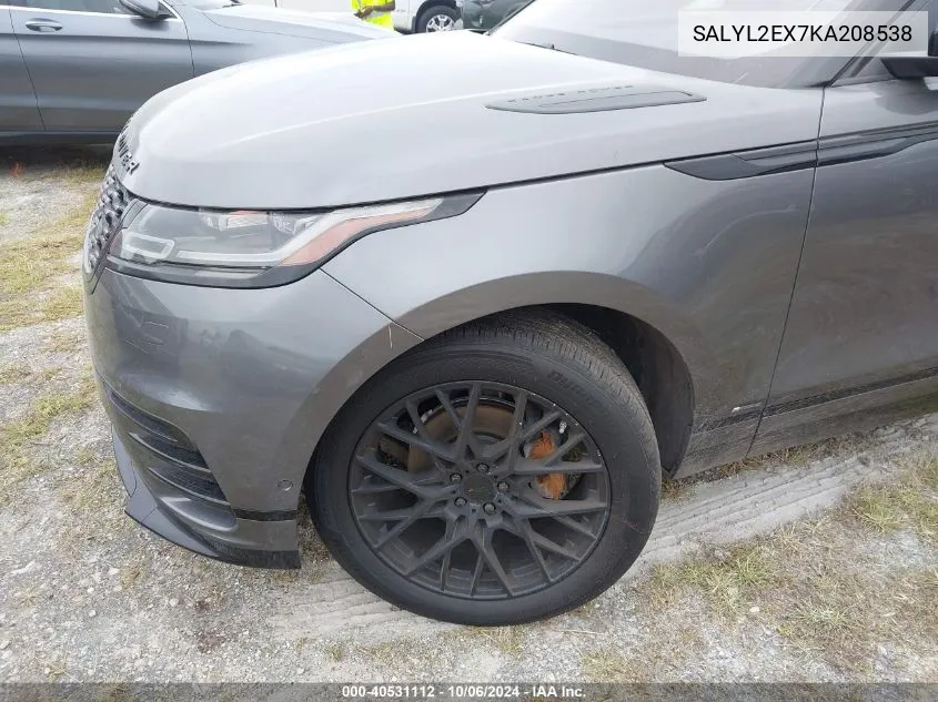 2019 Land Rover Range Rover Velar R-Dynamic Se VIN: SALYL2EX7KA208538 Lot: 40531112