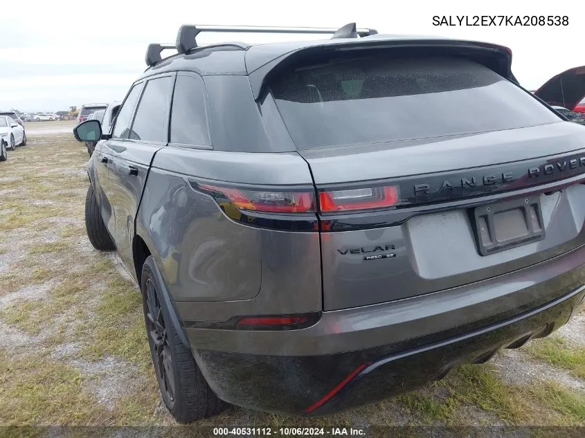 2019 Land Rover Range Rover Velar R-Dynamic Se VIN: SALYL2EX7KA208538 Lot: 40531112