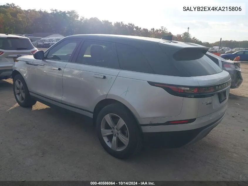 2019 Land Rover Range Rover Velar S VIN: SALYB2EX4KA215806 Lot: 40586064