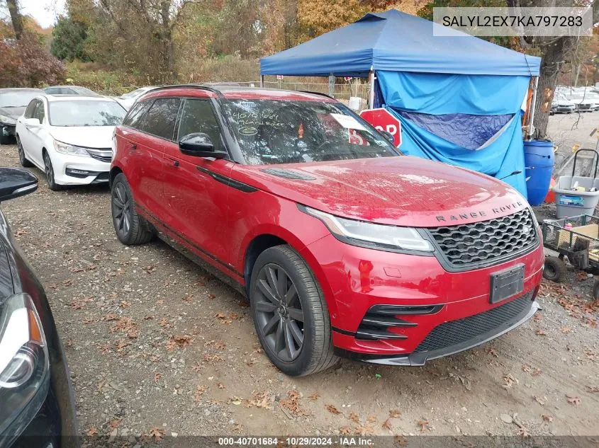 2019 Land Rover Range Rover Velar P250 R-Dynamic Se VIN: SALYL2EX7KA797283 Lot: 40701684