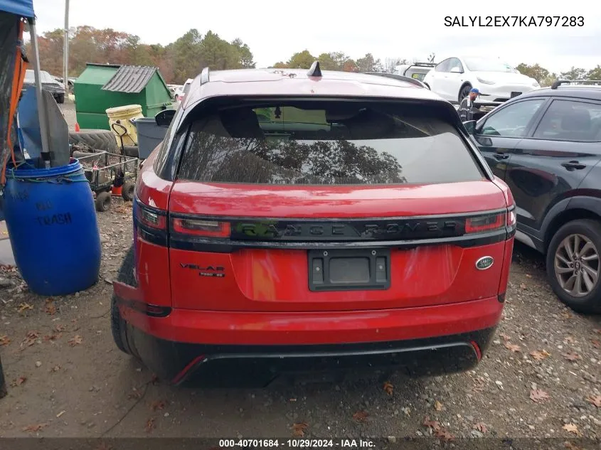 2019 Land Rover Range Rover Velar P250 R-Dynamic Se VIN: SALYL2EX7KA797283 Lot: 40701684