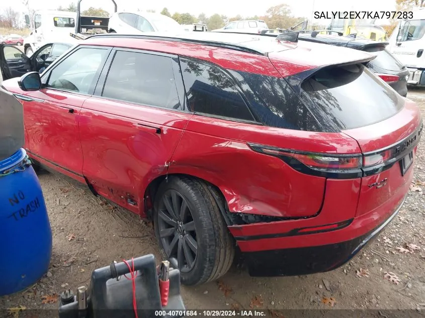 2019 Land Rover Range Rover Velar P250 R-Dynamic Se VIN: SALYL2EX7KA797283 Lot: 40701684