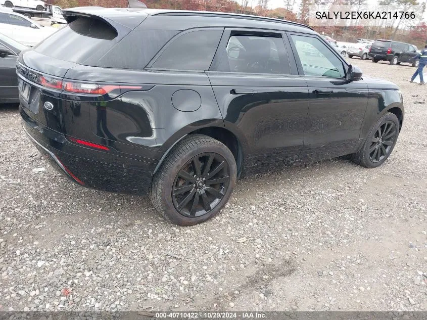 2019 Land Rover Range Rover Velar P250 R-Dynamic Se VIN: SALYL2EX6KA214766 Lot: 40710422