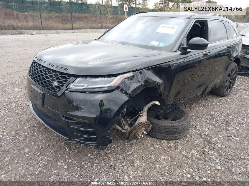 2019 Land Rover Range Rover Velar P250 R-Dynamic Se VIN: SALYL2EX6KA214766 Lot: 40710422