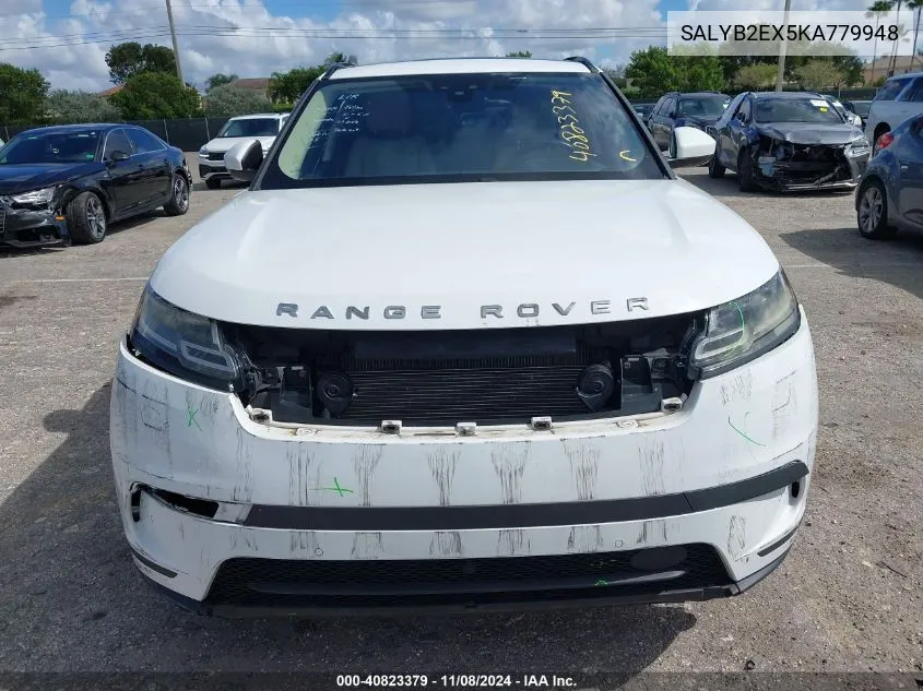 2019 Land Rover Range Rover Velar P250 S VIN: SALYB2EX5KA779948 Lot: 40823379