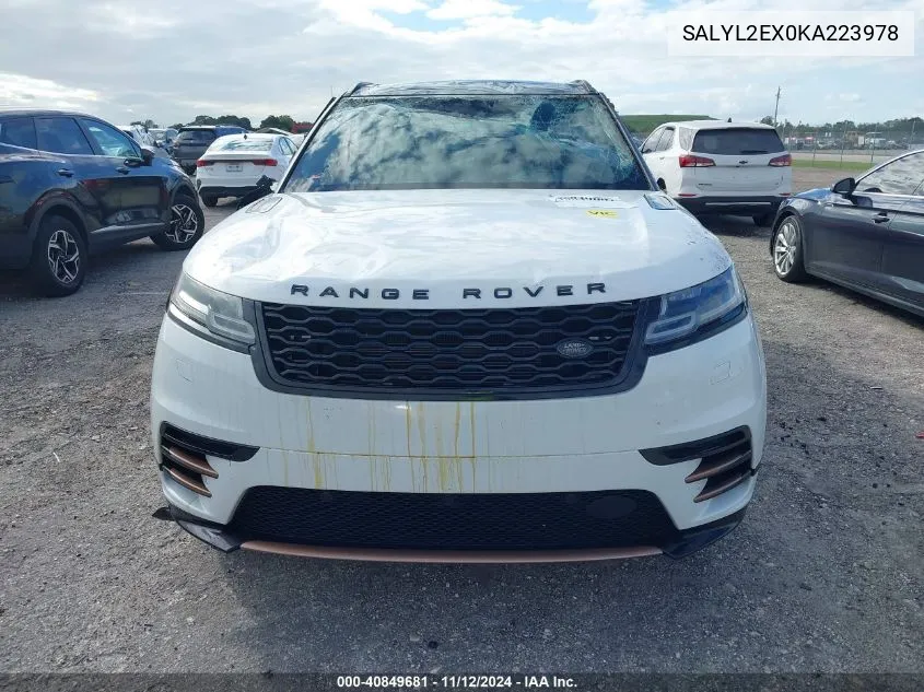 2019 Land Rover Range Rover Velar P250 R-Dynamic Se VIN: SALYL2EX0KA223978 Lot: 40849681