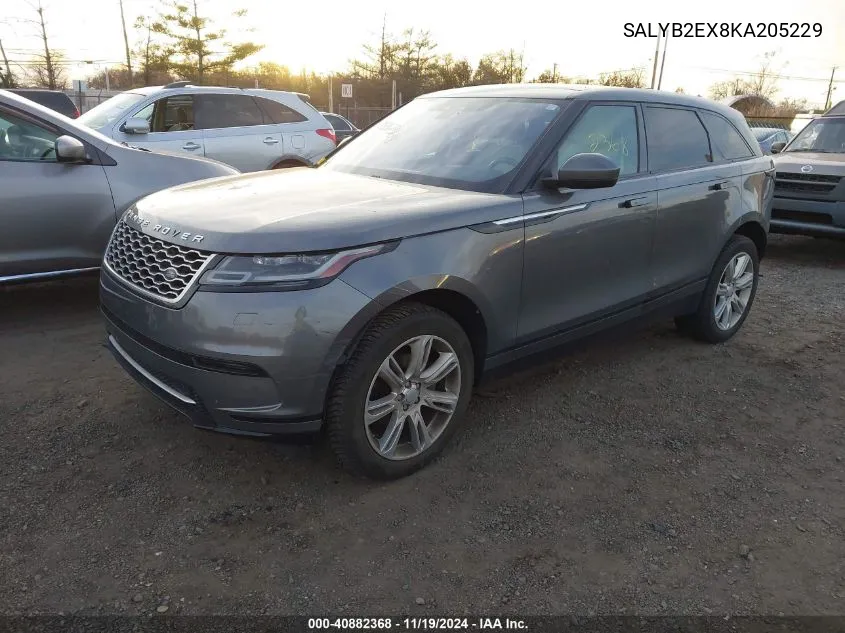 2019 Land Rover Range Rover Velar P250 S VIN: SALYB2EX8KA205229 Lot: 40882368