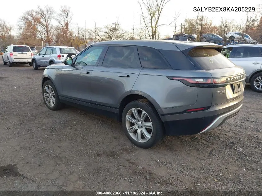 2019 Land Rover Range Rover Velar P250 S VIN: SALYB2EX8KA205229 Lot: 40882368