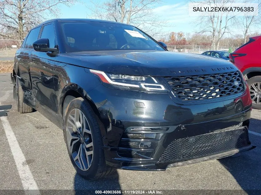 2019 Land Rover Range Rover Velar P250 R-Dynamic Se VIN: SALYL2EX6KA796383 Lot: 40903686