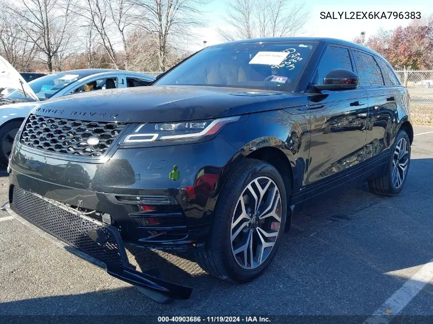 2019 Land Rover Range Rover Velar P250 R-Dynamic Se VIN: SALYL2EX6KA796383 Lot: 40903686