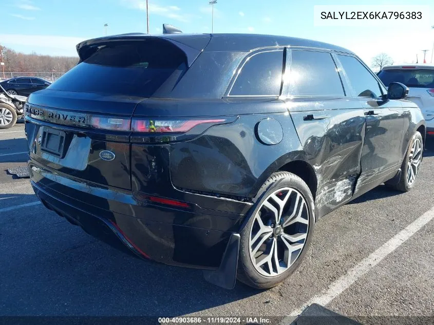 2019 Land Rover Range Rover Velar P250 R-Dynamic Se VIN: SALYL2EX6KA796383 Lot: 40903686