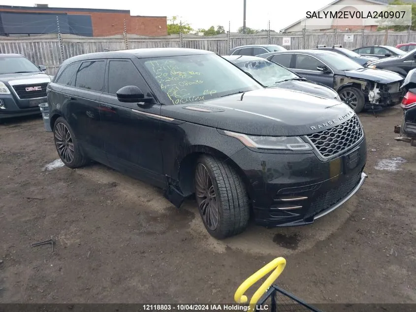 2020 Land Rover Range Rover Velar VIN: SALYM2EV0LA240907 Lot: 12118803