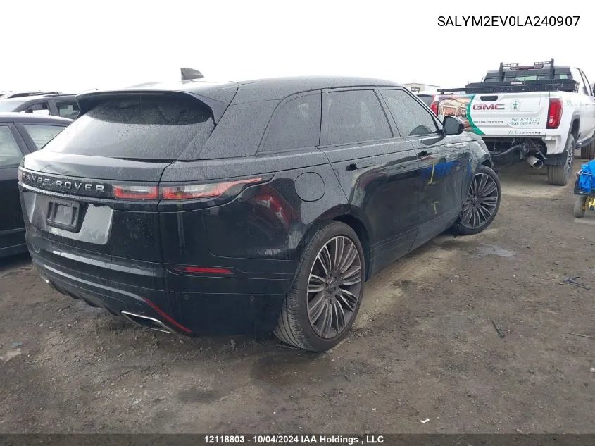 2020 Land Rover Range Rover Velar VIN: SALYM2EV0LA240907 Lot: 12118803