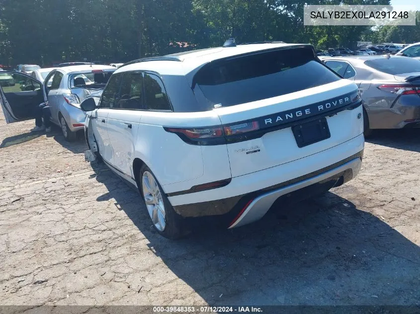 2020 Land Rover Range Rover Velar P250 S VIN: SALYB2EX0LA291248 Lot: 39848353